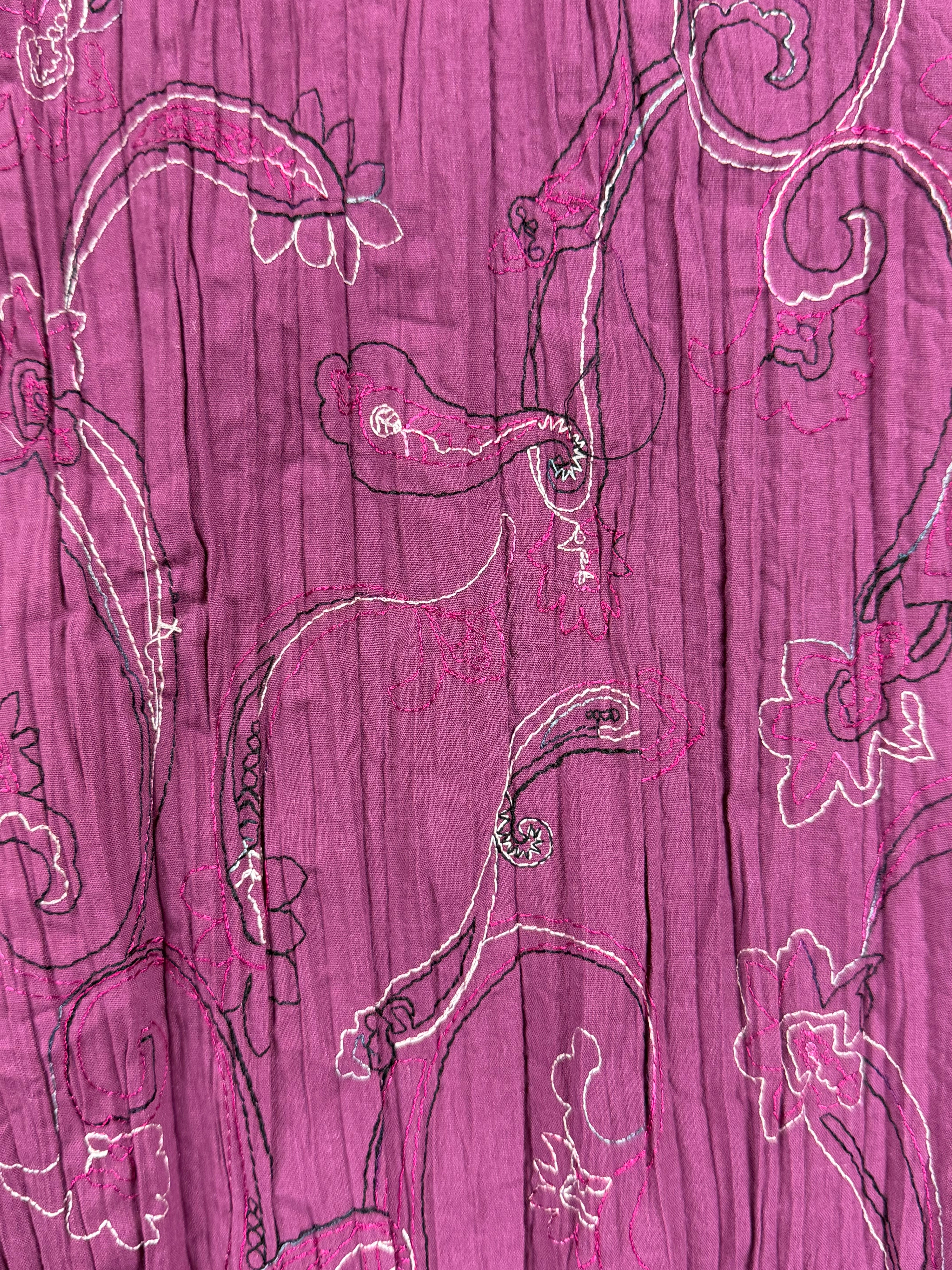Purple Pleated Embroidered Fabric – 60% Cotton – 130 cm Wide