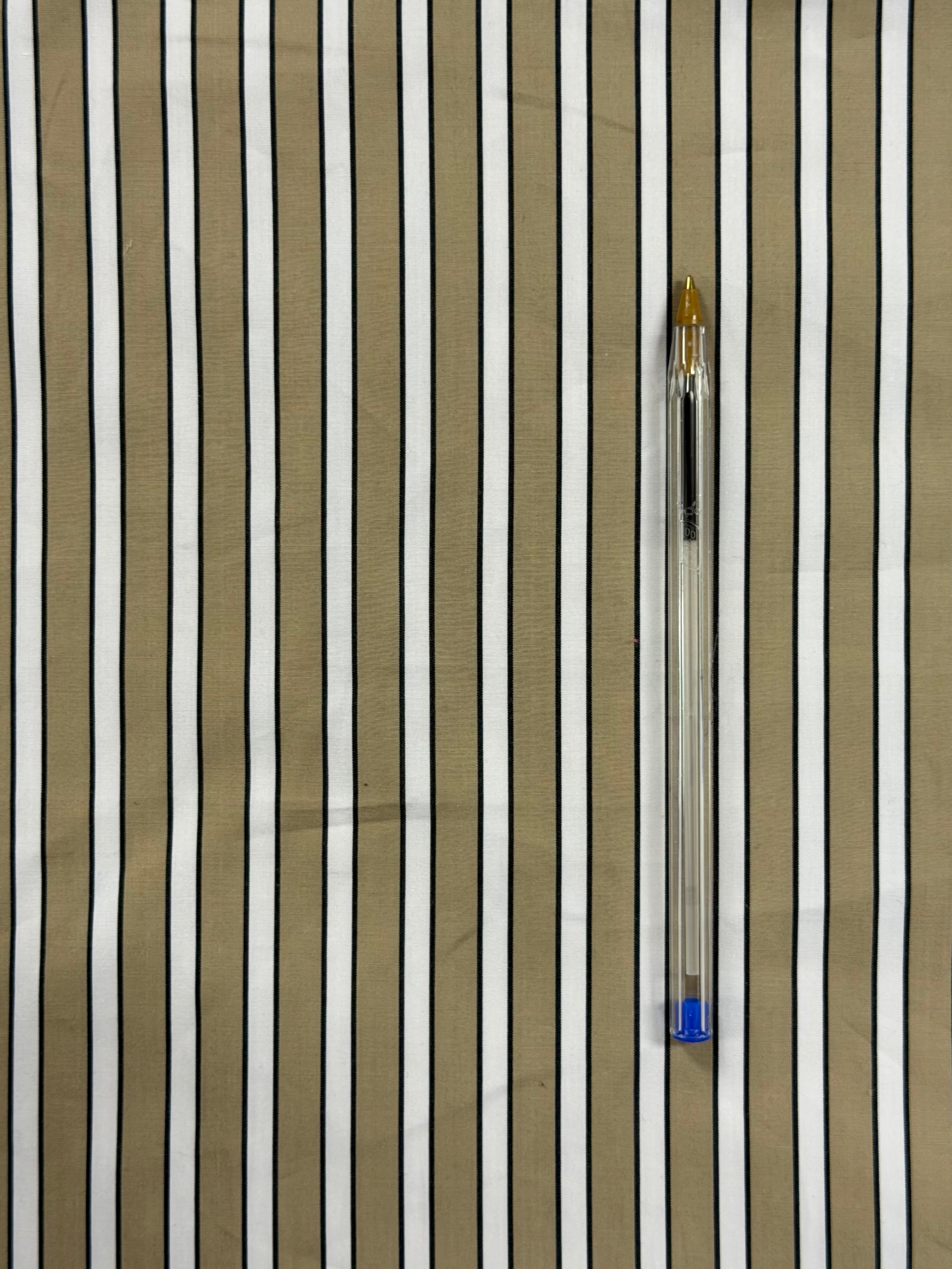 Italian Cappuccino Stripe Cotton Fabric – 150 cm Wide