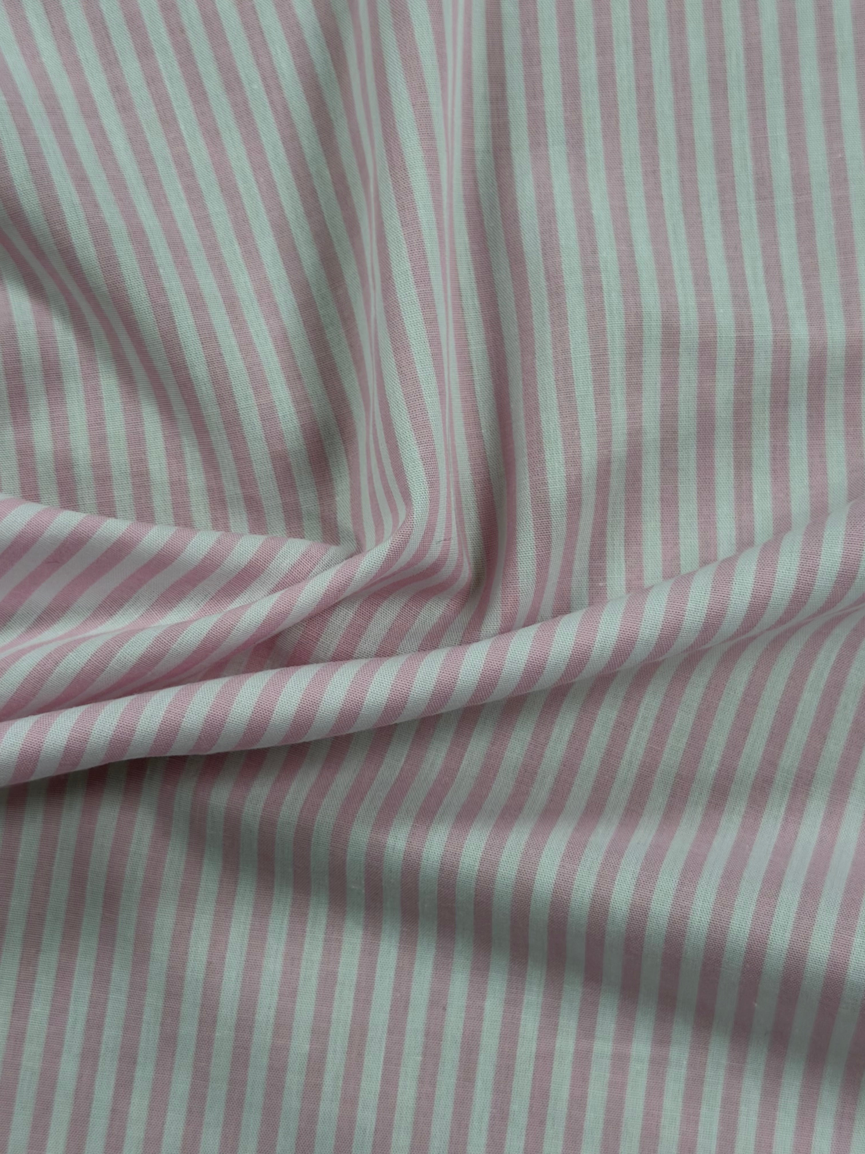Pink & White Candy Stripe Fabric – 85% Cotton, 15% Polyester – 148 cm Wide