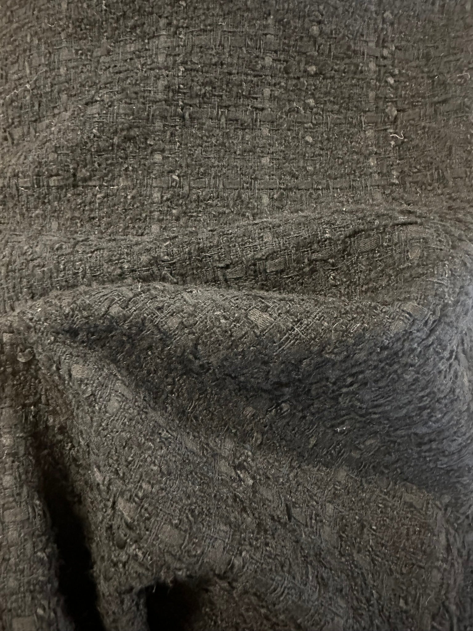 Black Basket Weave Chanel-Style Fabric – High-End Tailoring Material