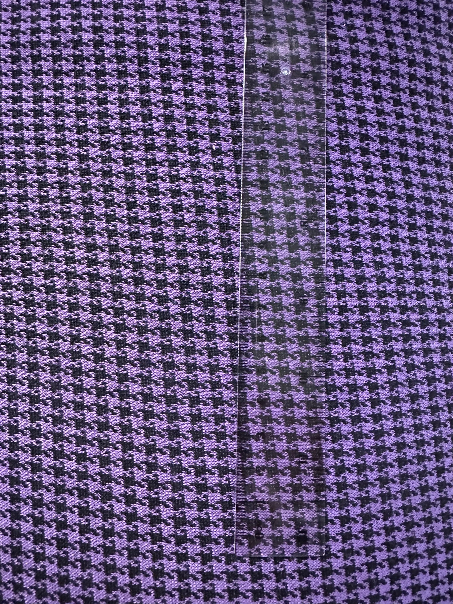 Purple & Black Houndstooth dressmaking Fabric – Sleek & Stretchy