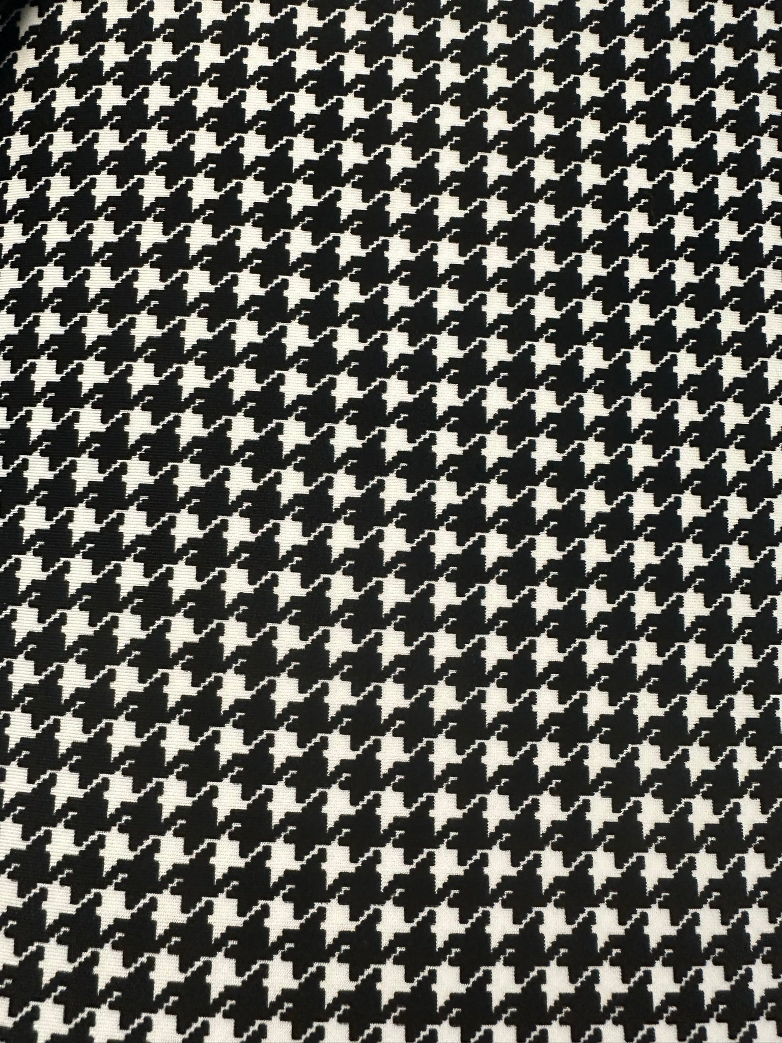 Black & White Large Houndstooth Stretch Fabric – Bold & Versatile