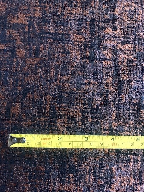 Burnt Orange & Grey Textured Jacquard Fabric