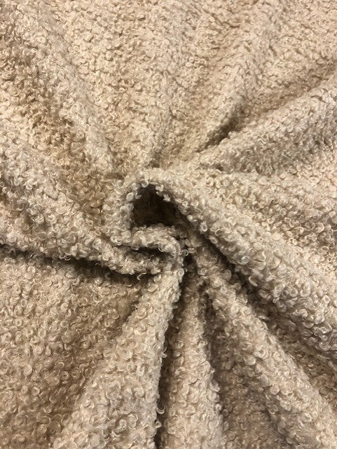 Beige Bouclé Fabric with Soft Touch Reverse – 150 cm Wide