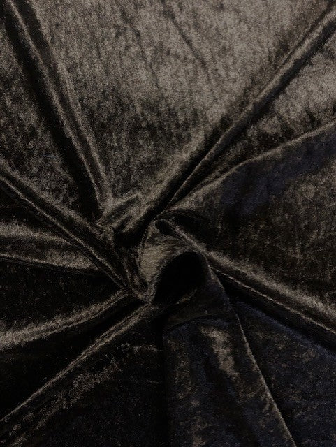 Crushed Stretch Velvet Fabric – Black