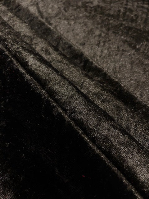 Crushed Stretch Velvet Fabric – Black