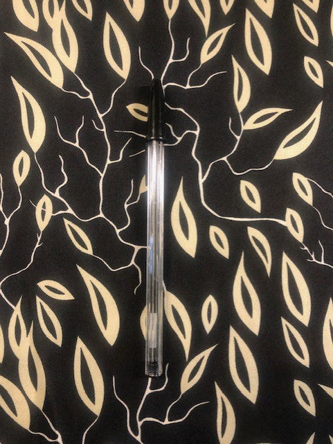 Ivory Leaf on Black Satin