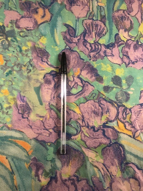 Iris Flower Print on Satin