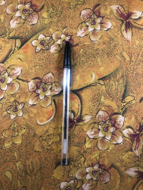 Chinoiserie Flower Print on Gold Satin