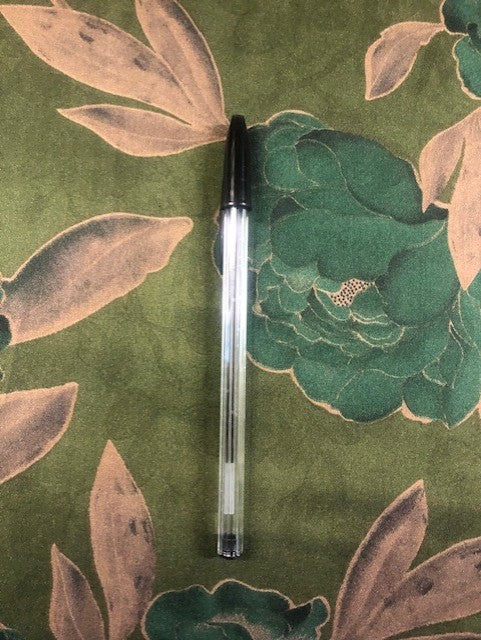 Flower & Leaf Print on Green Satin