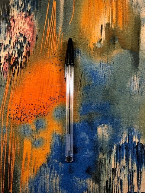 Abstract Orange & Blue Paint Effect on Satin