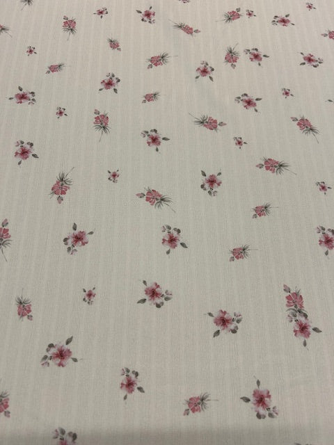 Dusty Rose & Taupe Floral Polyester Fabric – Champagne Crinkle Base