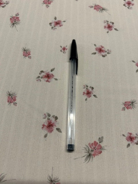 Dusty Rose & Taupe Floral Polyester Fabric – Champagne Crinkle Base