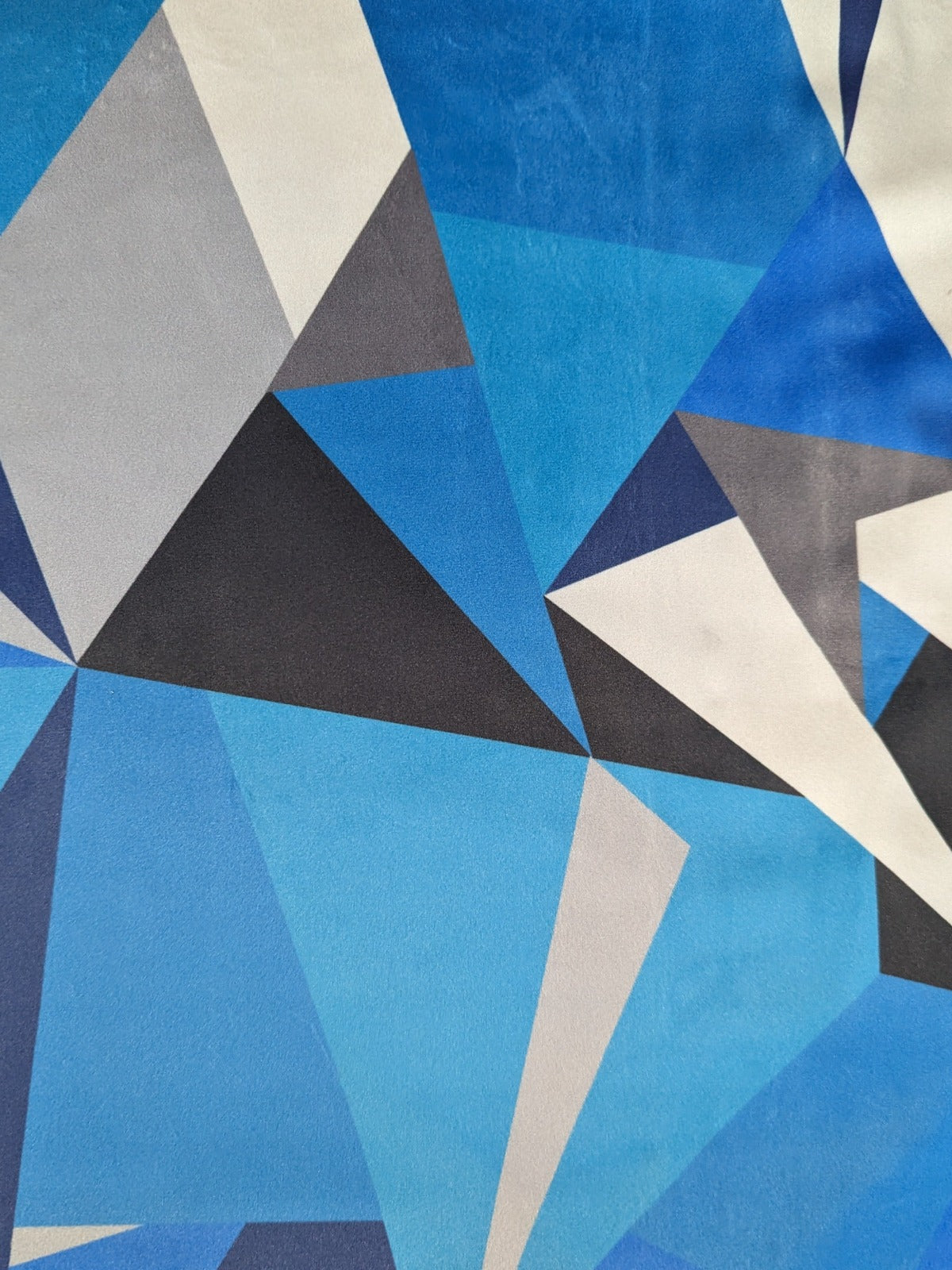Blue Triangle & Diamond Abstract Velvet – Fire Resistant