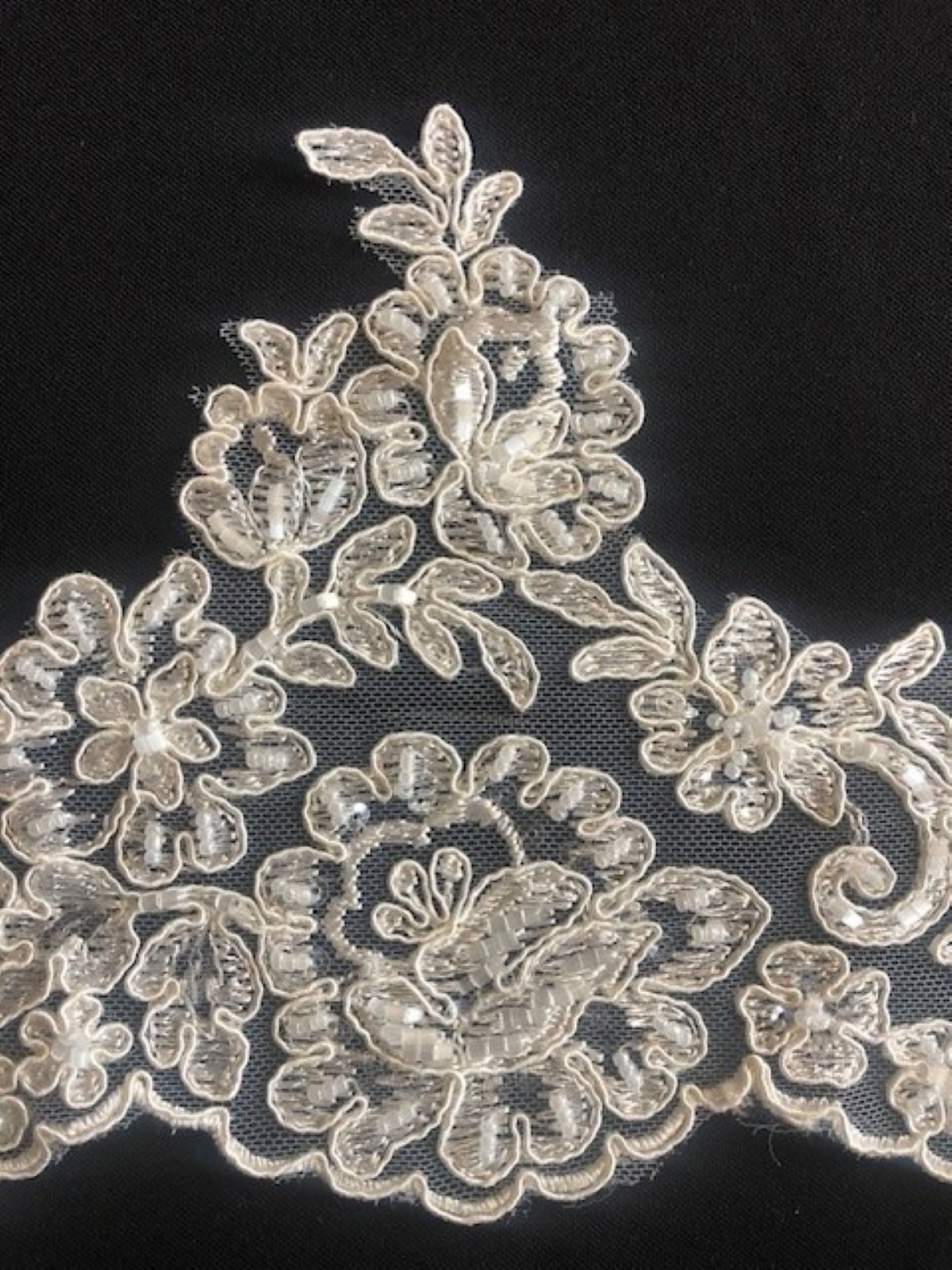 Ivory Corded & Beaded Edging 16cm Maximum Width