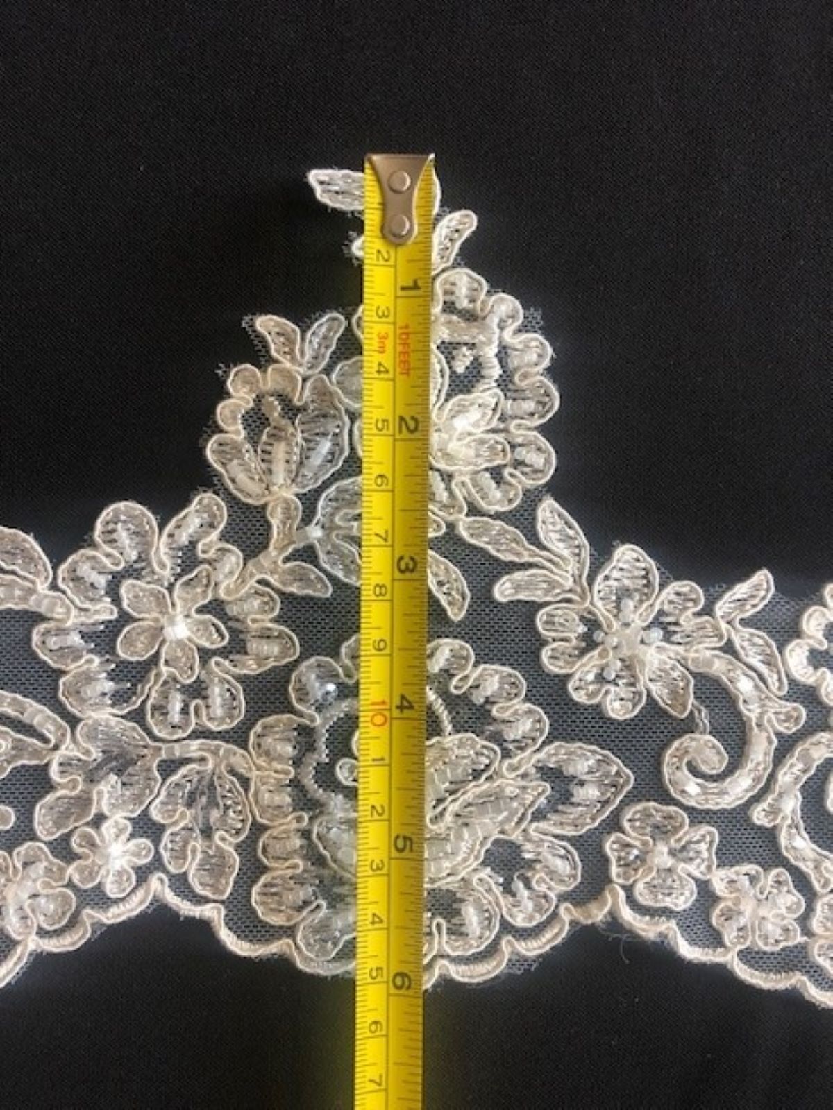 Ivory Corded & Beaded Edging 16cm Maximum Width