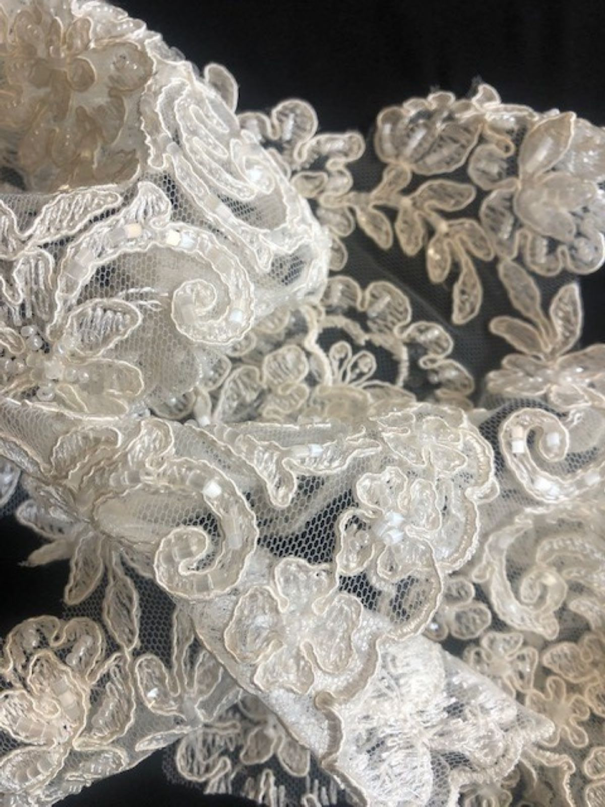 Ivory Corded & Beaded Edging 16cm Maximum Width