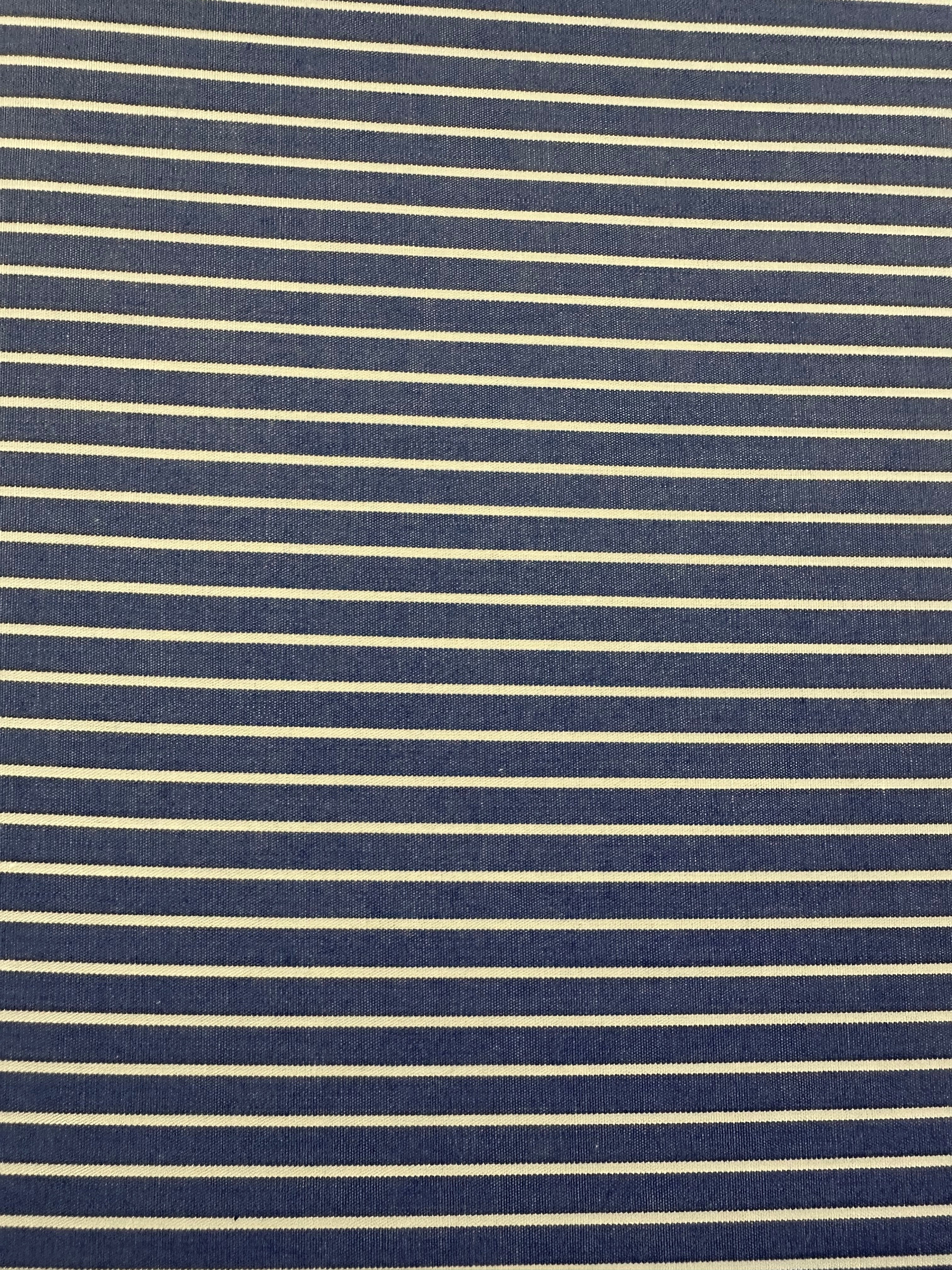 Blue & White Marine Stripe Cotton Fabric – Coastal Style for Garments & Crafts