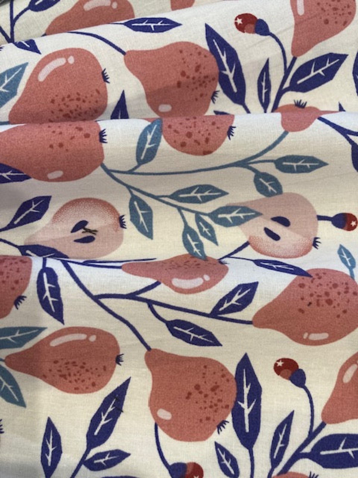Coral Pink Pears Cotton Lawn – 100% Cotton, 145 cm Wide