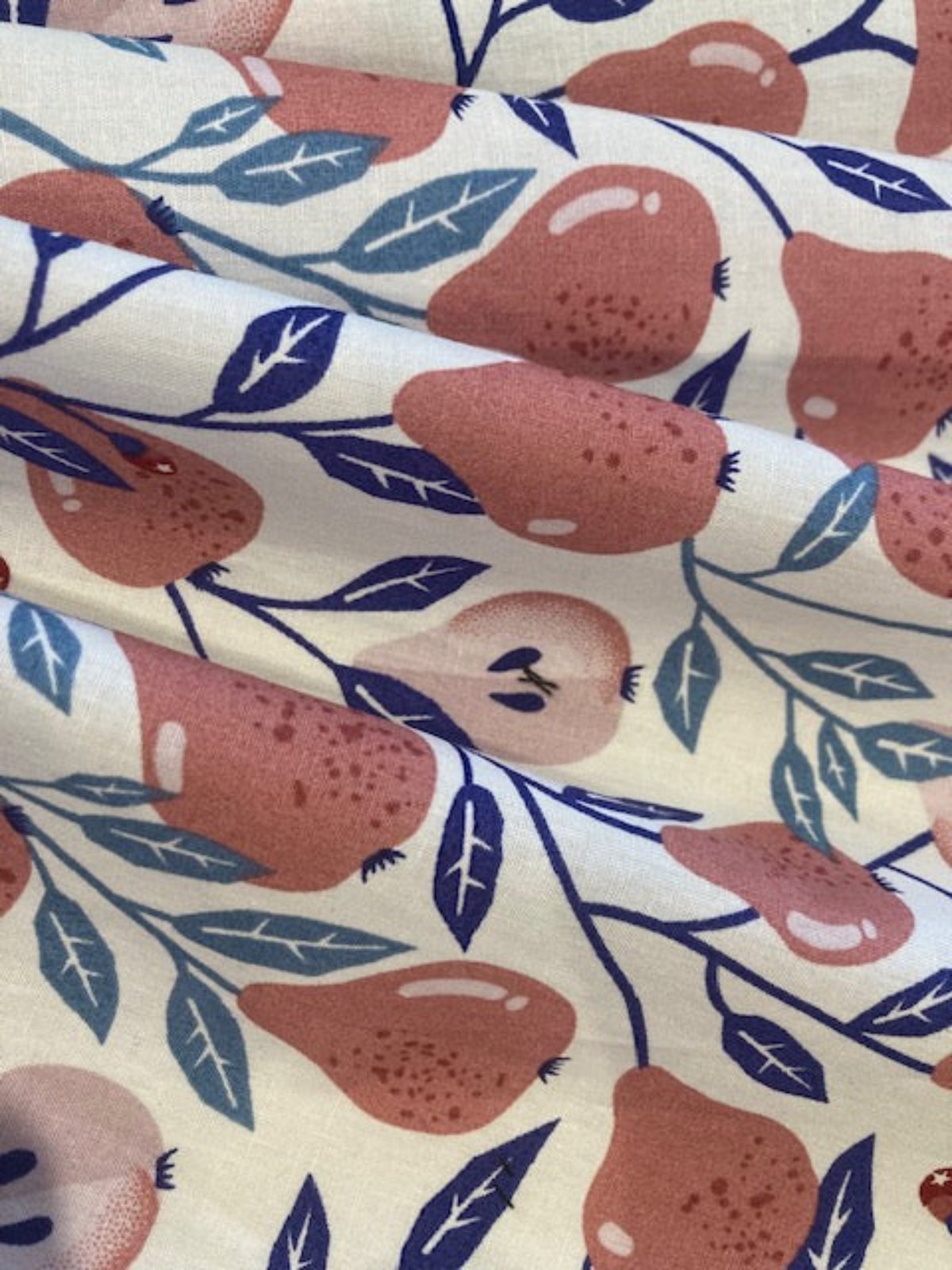 Coral Pink Pears Cotton Lawn – 100% Cotton, 145 cm Wide