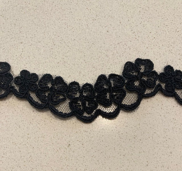 Black Corded Lace Edging 2,5cm Wide