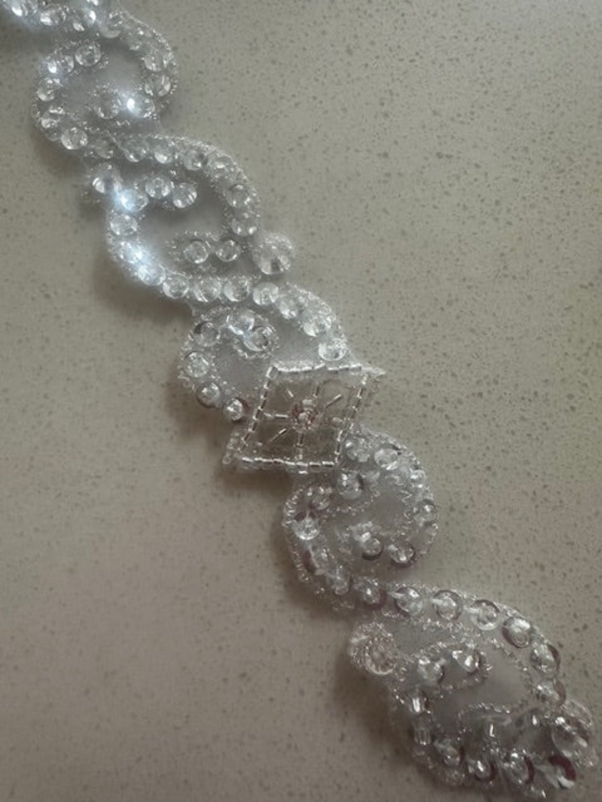 Crystal Beaded & Sequinned Wave Trim 2cm Wide