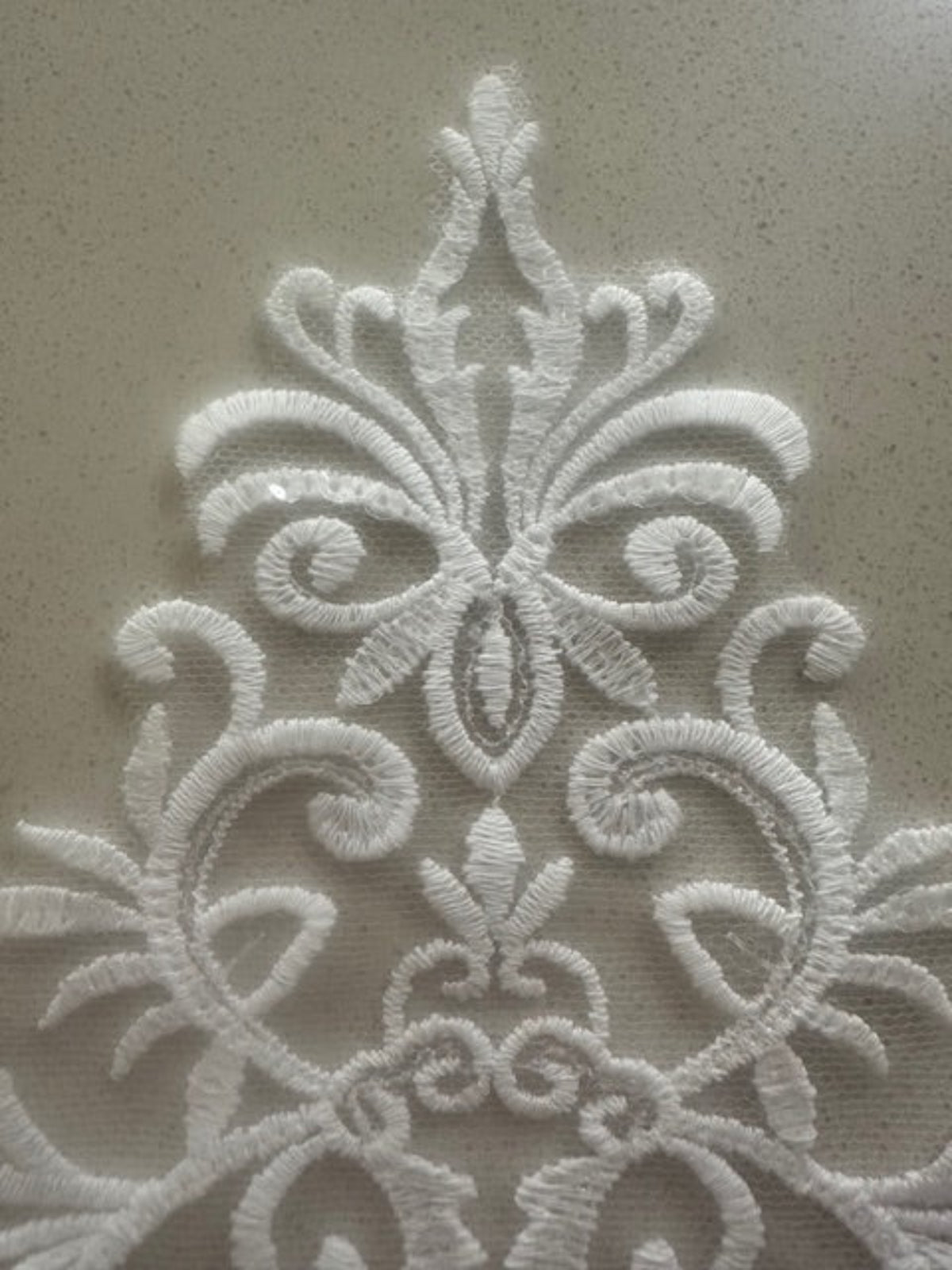 Ivory Embroidered & Beaded Applique, 30cm Long, Sold as Singles