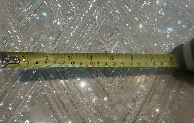 Ivory Beaded & Sequinned Chevron Design on Tulle