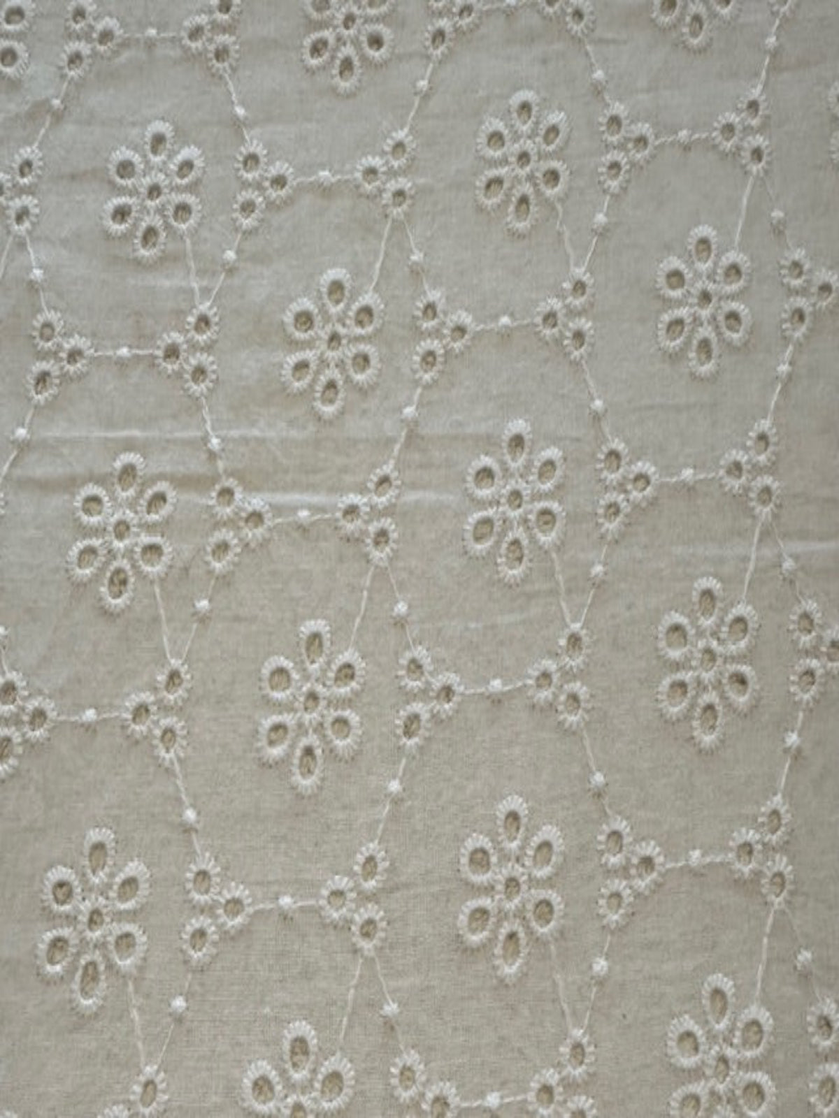 White Flower Broderie Anglaise – Diamond Patterned Cotton