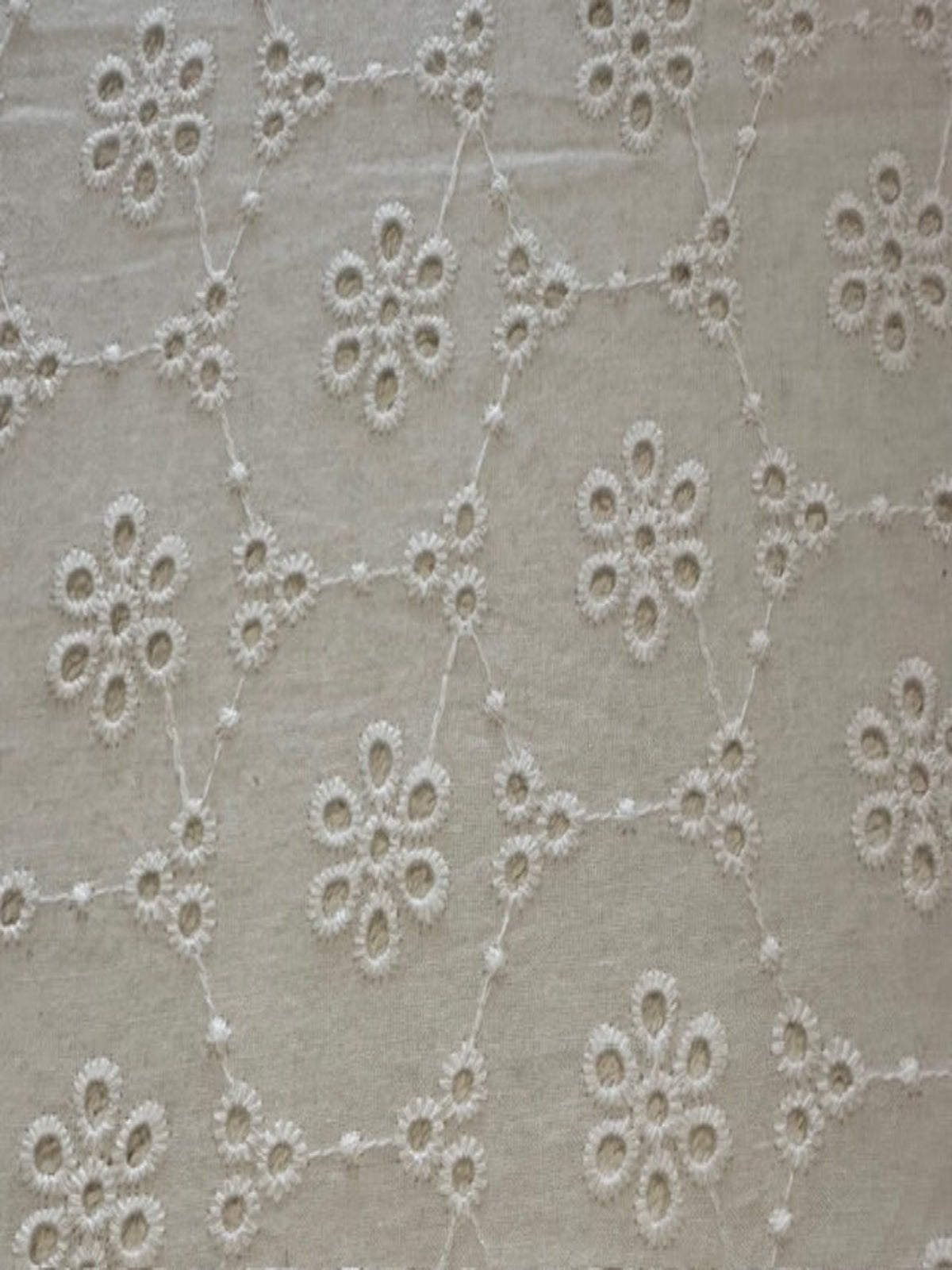White Flower Broderie Anglaise – Diamond Patterned Cotton