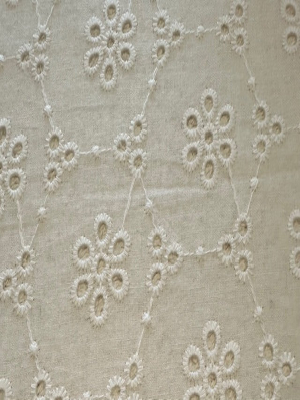 White Flower Broderie Anglaise – Diamond Patterned Cotton
