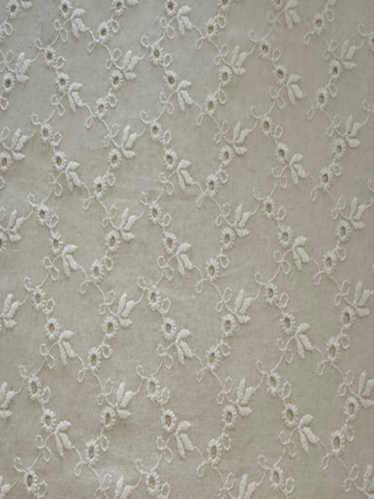 White Embroidered Zig Zag Broderie Anglaise Fabric