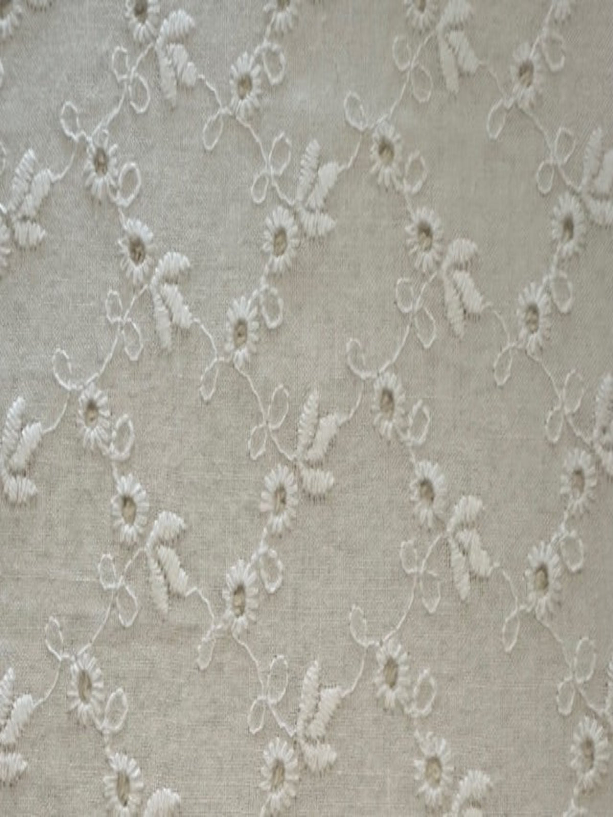 White Embroidered Zig Zag Broderie Anglaise Fabric