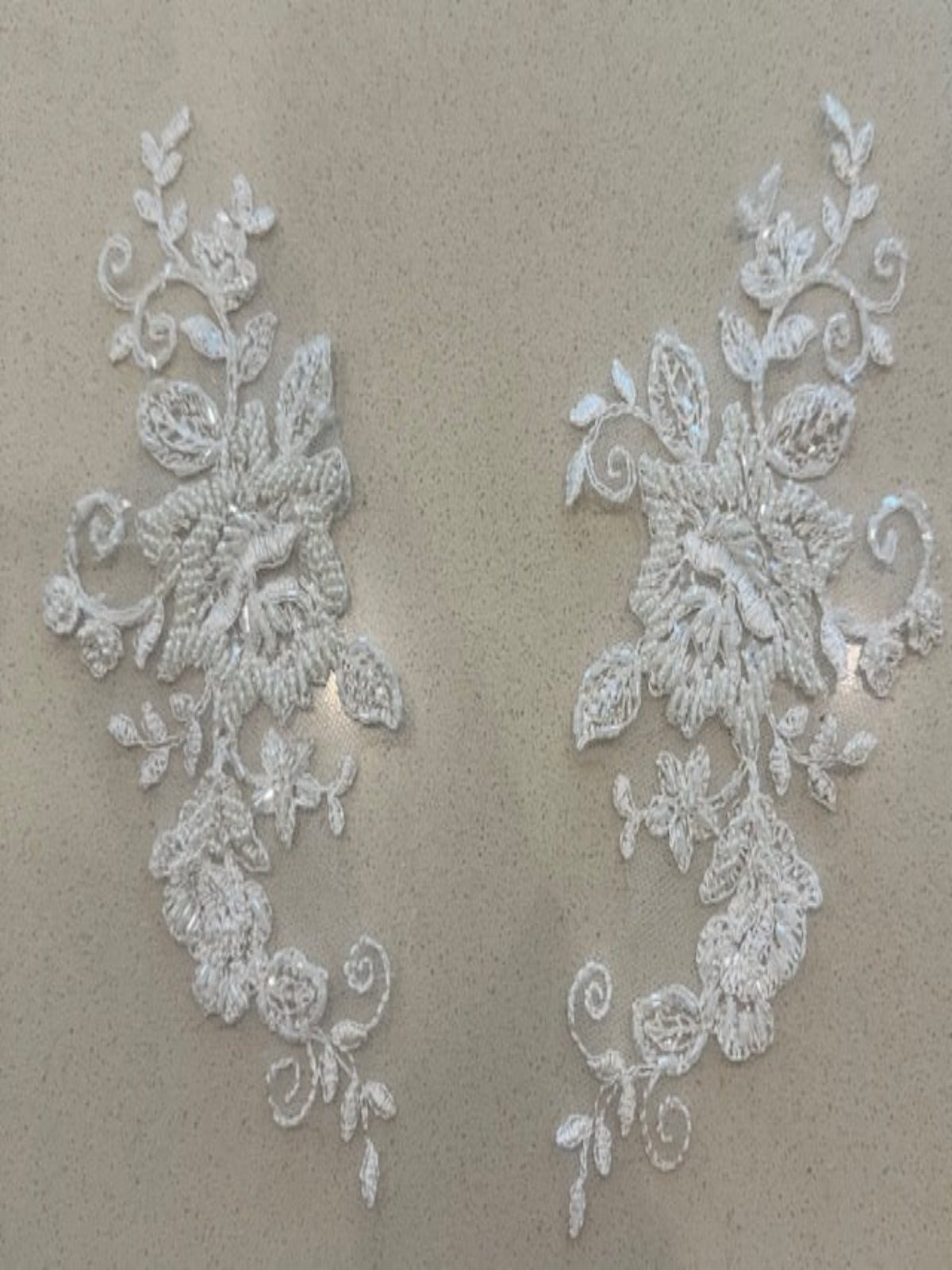 Ivory Beaded Appliques 21cm Long, sold as pairs