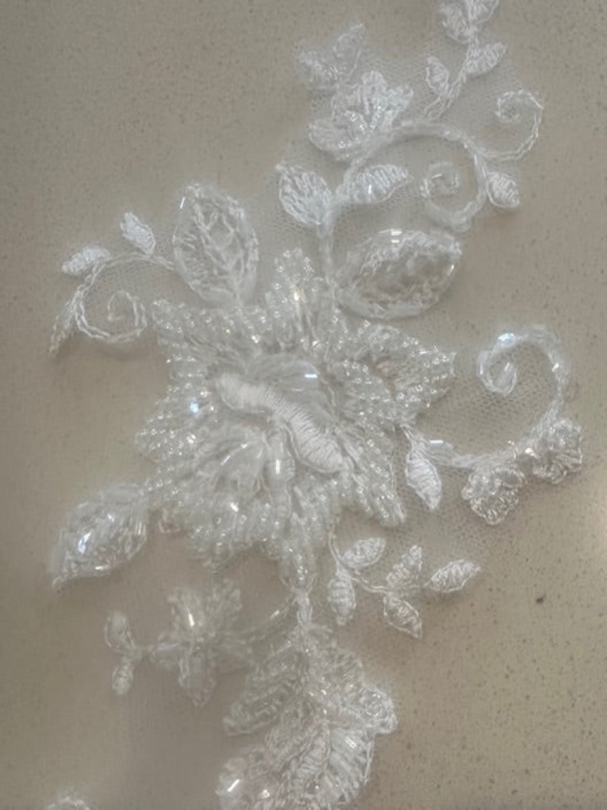 Ivory Beaded Appliques 21cm Long, sold as pairs