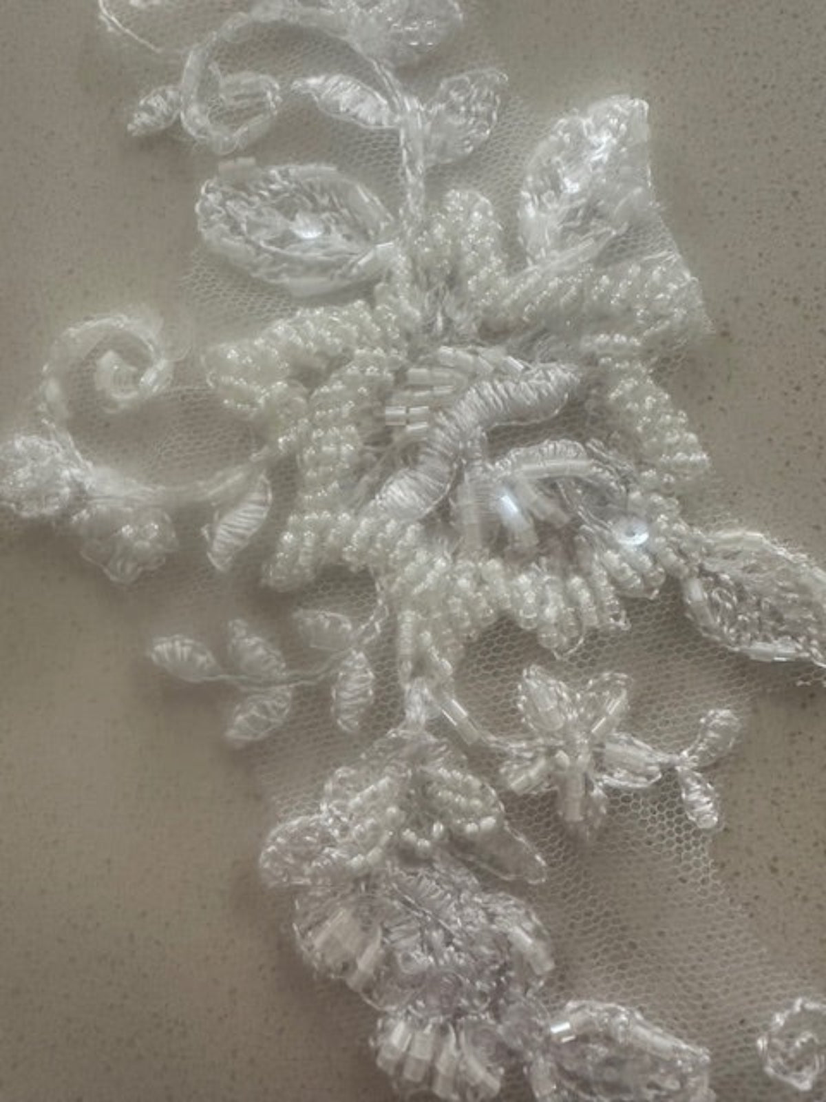 Ivory Beaded Appliques 21cm Long, sold as pairs