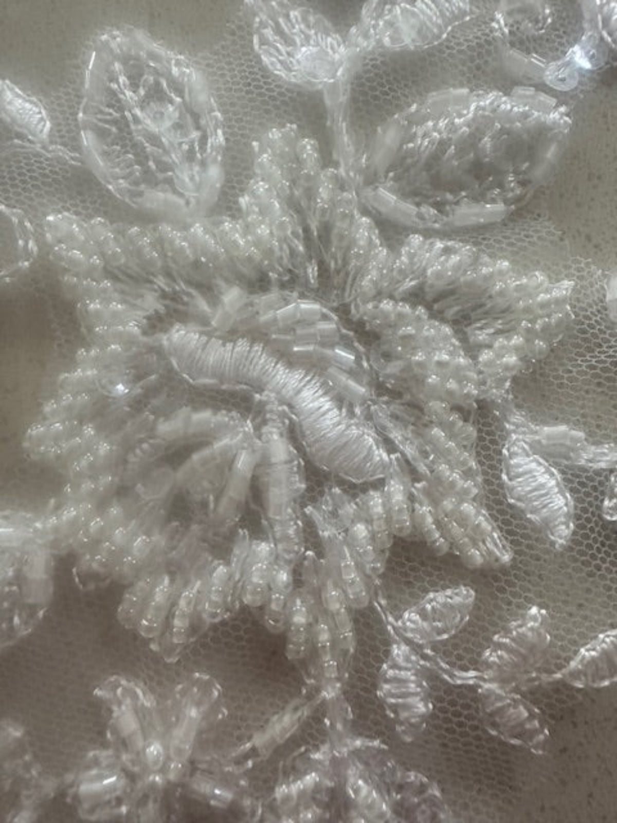 Ivory Beaded Appliques 21cm Long, sold as pairs