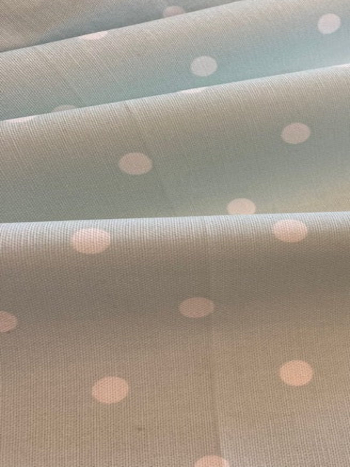 White Spot on Pastel Aqua Cotton Furnishing