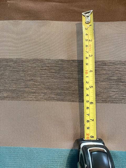Turquoise /Grey/Chestnut Stripe. Stripes Running Across the Fabric