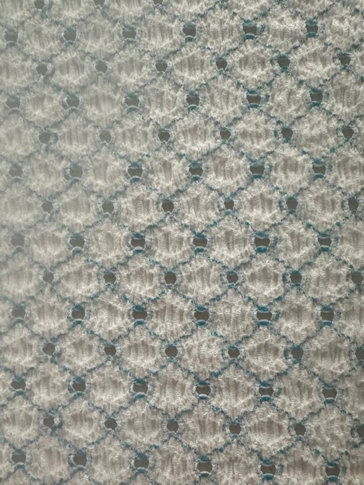 Turquoise Trellis with Stretch. Airtex Fabric