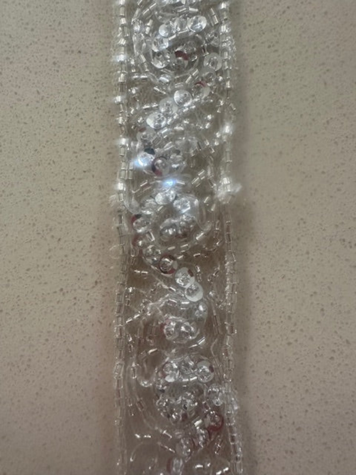 Crystal Beaded & Sequin Wave Edging 3cm Wide