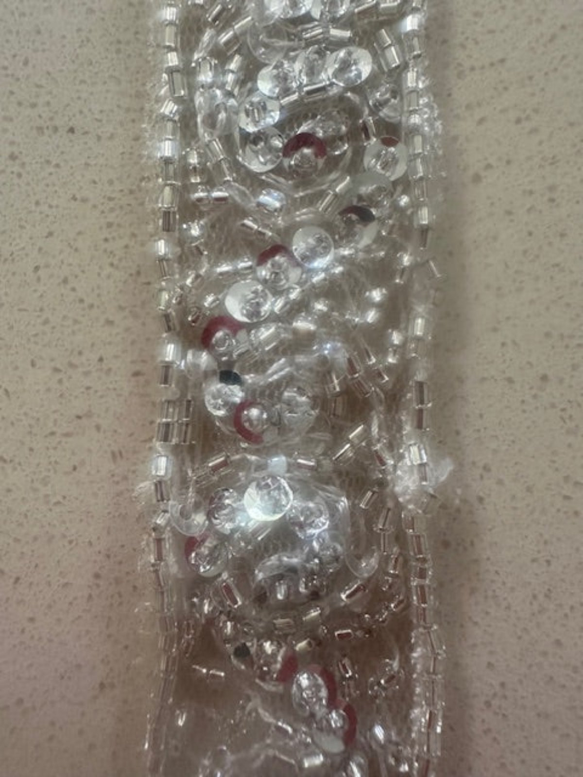 Crystal Beaded & Sequin Wave Edging 3cm Wide