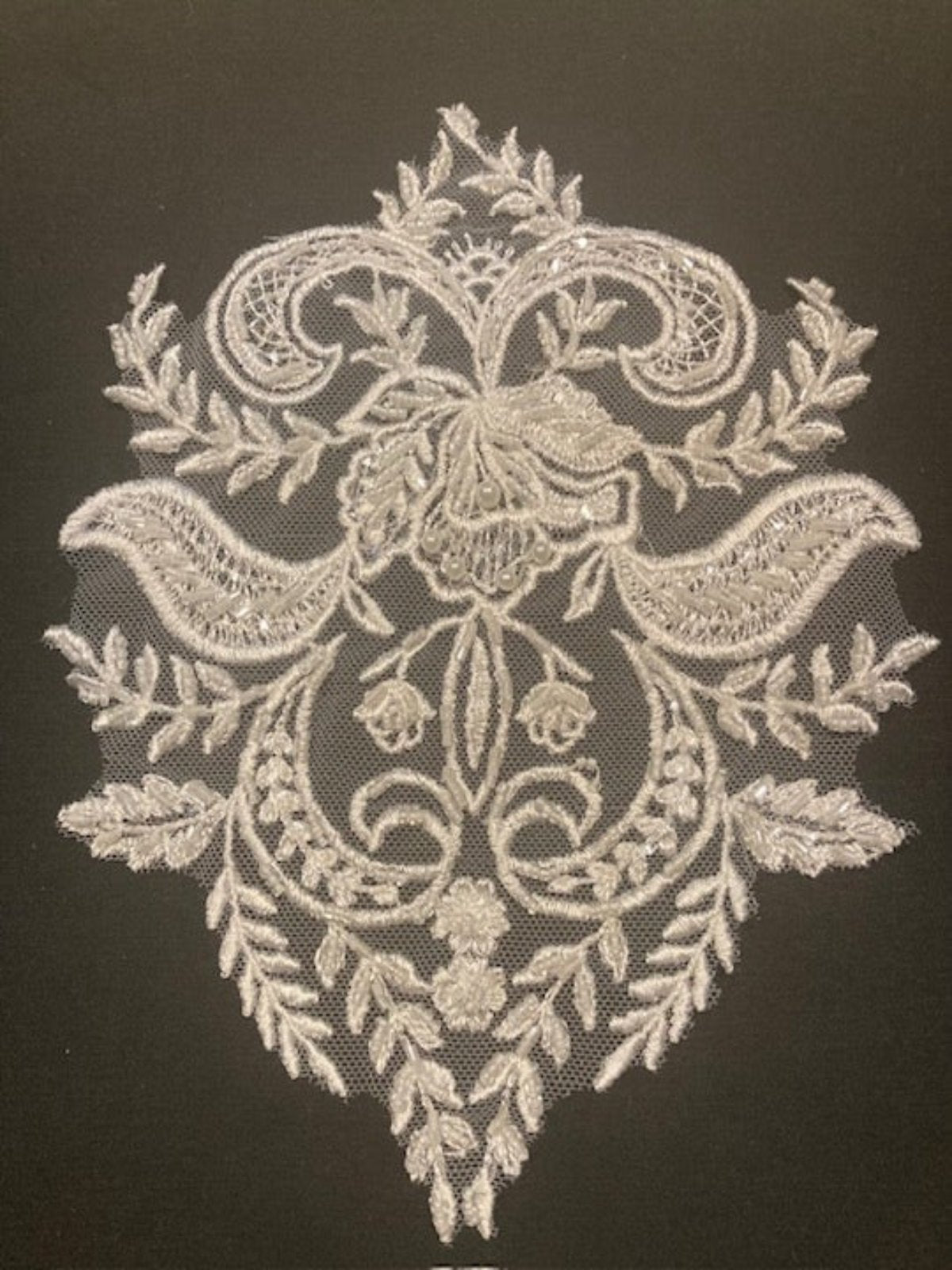 Ivory Bulb Shaped Applique with Beading & Sequin 17cm, Sold as Singles