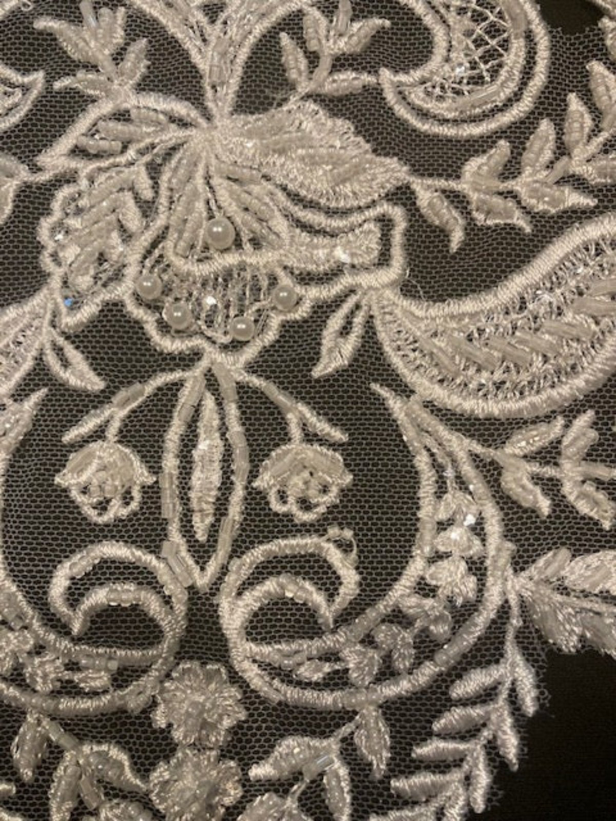 Ivory Bulb Shaped Applique with Beading & Sequin 17cm, Sold as Singles