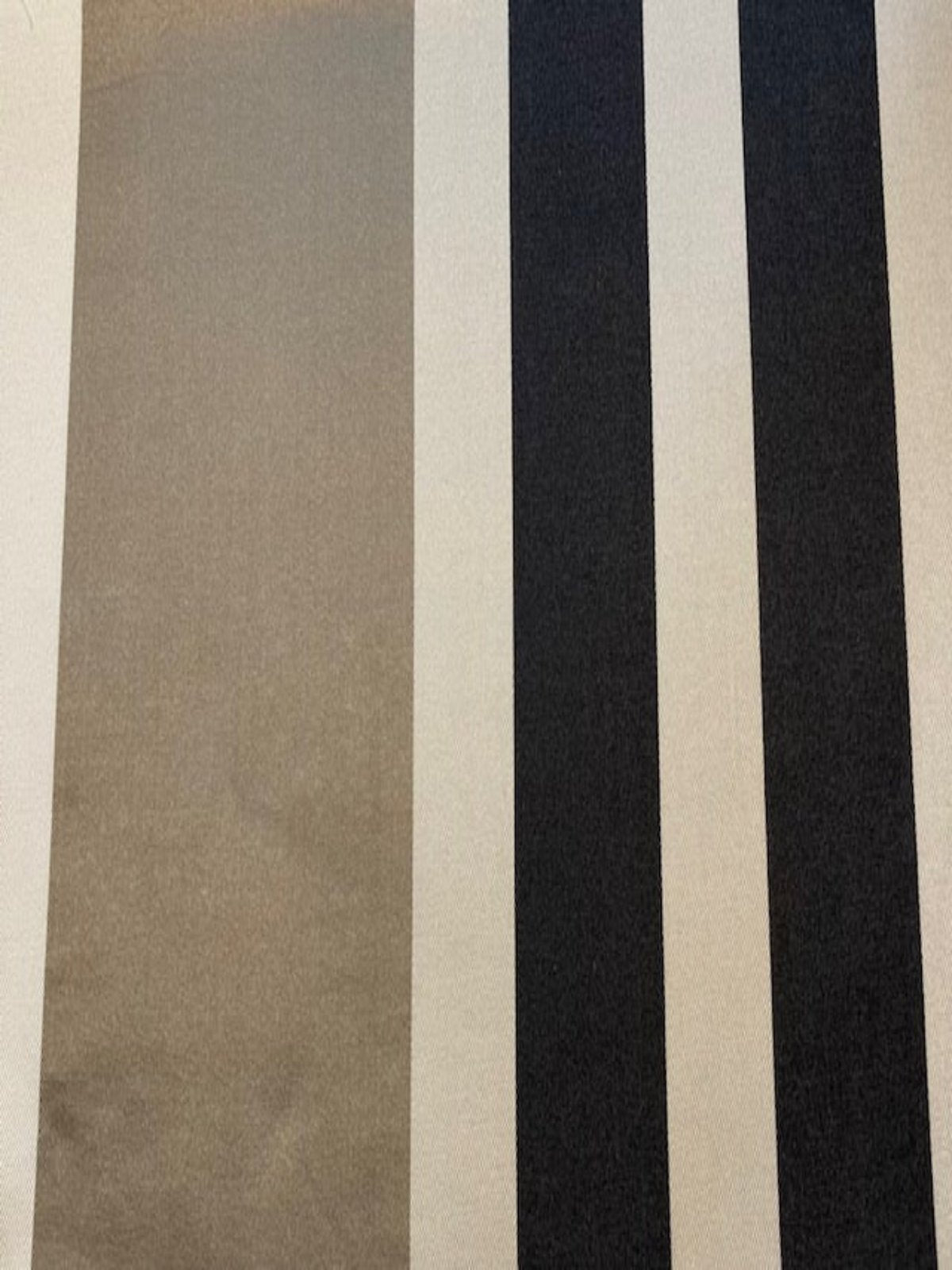 Grey & Black Satin Stripe on Ivory Cotton/Silk Twill