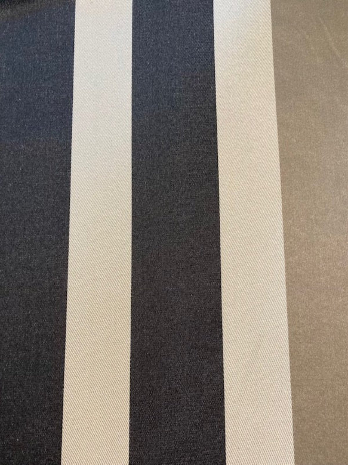 Grey & Black Satin Stripe on Ivory Cotton/Silk Twill