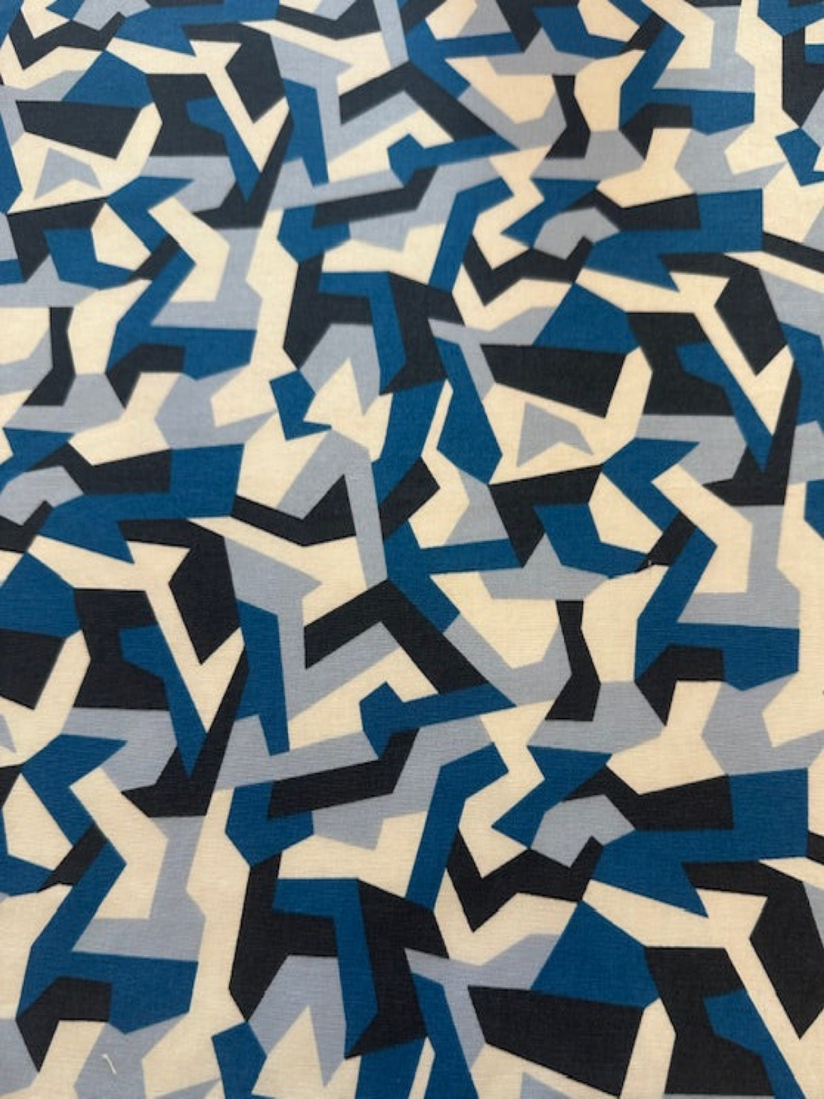 Geometric Camouflage Blue/Navy Print on Cotton