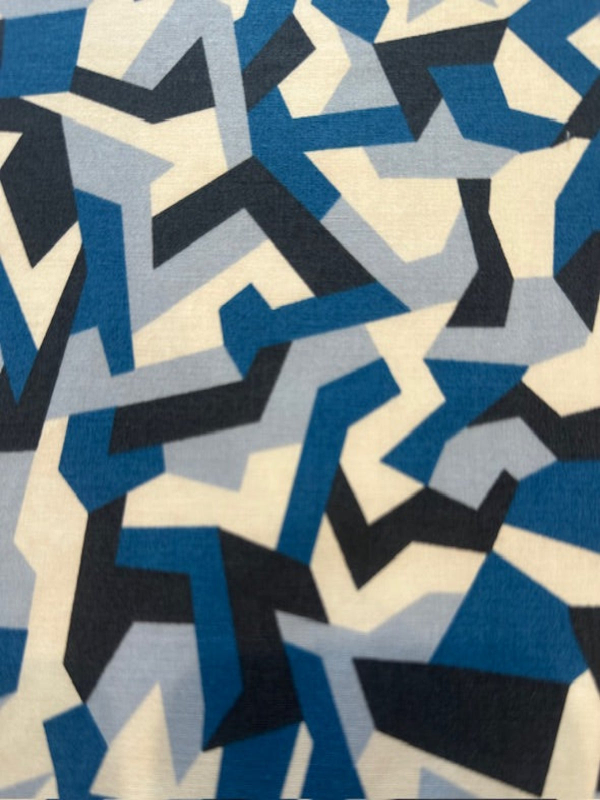 Geometric Camouflage Blue/Navy Print on Cotton