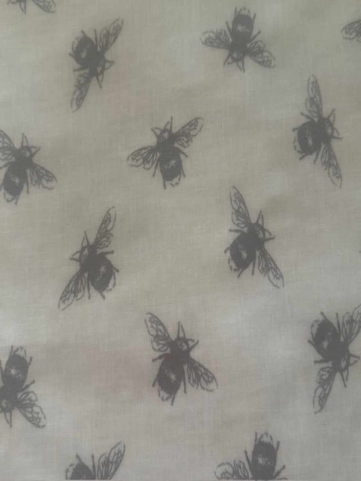 Grey Bumble Bee on Ivory PVC Coated Cotton