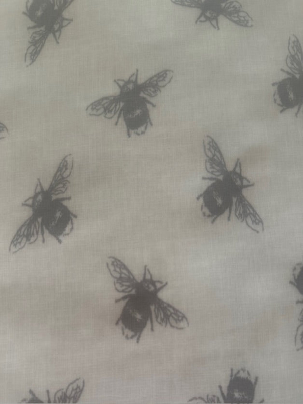 Grey Bumble Bee on Ivory PVC Coated Cotton